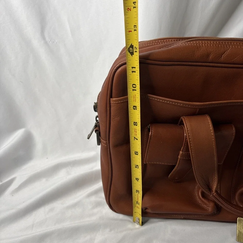 Claire Chase Executive Computer Laptop Briefcase Leather Cognac Luxury Carry On